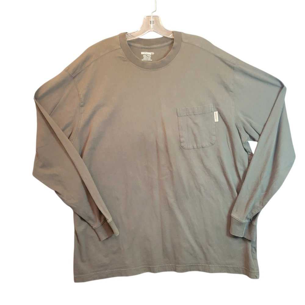 Wolverine Pocket T-Shirt Mens XXL Green Good Long Sleeve Cotton Workwear Tee